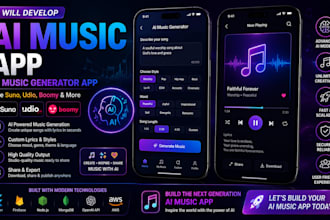 develop ai music app, ai music generator app like suno, udio, boomy