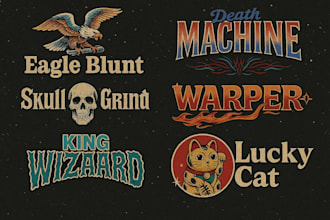create bold chrome vintage logo design with skull and skate culture