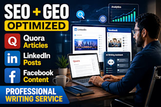 write SEO optimized articles for quora,linkedin and facebook