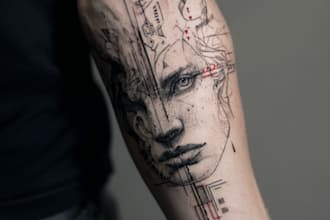 hand drawn custom cyber sigilism and tribal design