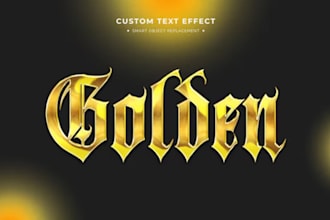 design 3d metallic chrome gold metal logo effect