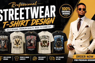 create professional streetwear t shirt artwork for clothing brands