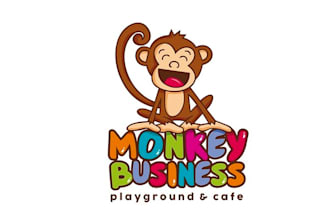 design indoor fun recreation and kids play logo with cafe