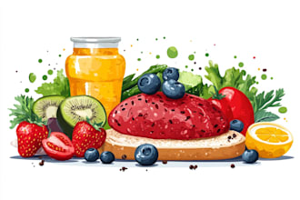 draw food and drink vector illustrations from photos