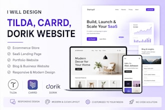 setup ecommerce portfolio saas blog landing page tilda carrd dorik website