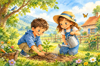 kinderbuchillustration in aquarell für geschichtenbuch und bilderbuch kinderbuch