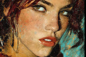 paint a realistic hand painted oil portrait on canvas from photo