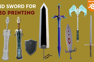 design 3d printable cosplay swords, weapons armor props as stl files 3d printing