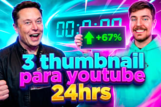 design 3 custom youtube thumbnails for ab testing in 24h