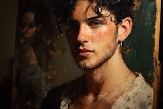 do professional hand drawn portrait oil painting on art