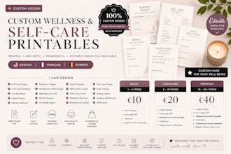 design custom wellness and self care pritables