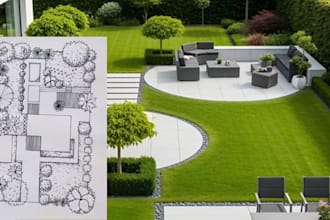 design backyard patio front yard landscape and garden plan