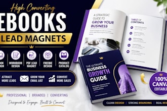 create canva ebook design, workbook, PDF lead magnet, product catalog, freebies