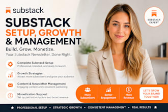 setup substack account and design substack newsletter and promotion