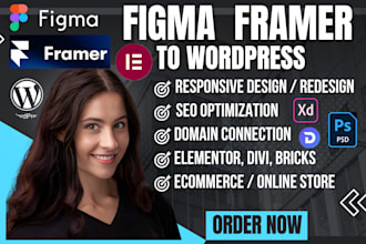 convert transfer figma framer xd psd html to wordpress using acf elementor divi