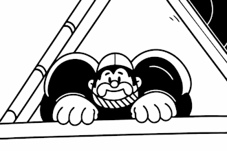 draw black and white funny cartoon line art