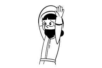 draw black and white funny cartoon line art
