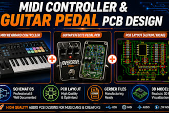 design midi controller digital piano and guitar effects pedal pcb