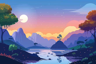 draw a flat vector landscape illustration