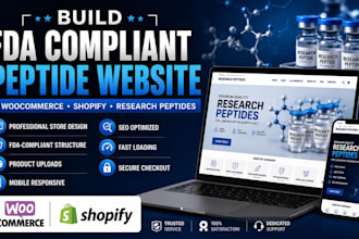 build fda compliant peptide website for research peptides on woocommerce shopify
