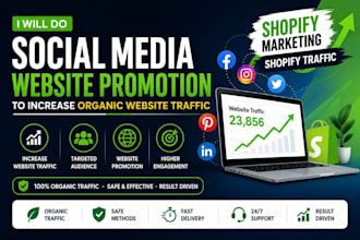 increase website traffic, organic social media website promotion, shopify ads