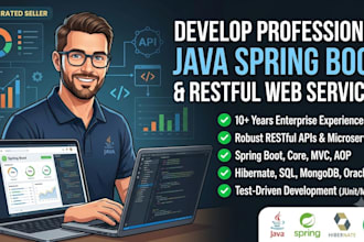 develop professional java spring boot and restful web services