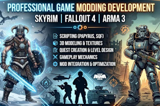 develop high quality mods for skyrim, fallout 4, and arma 3