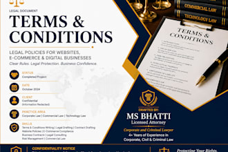 draft terms and conditions, privacy policy and legal documents