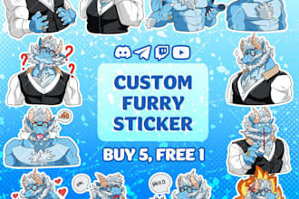 draw custom furry stickers, furry emote for twitch, discord, telegram, youtube