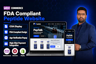 build woocommerce peptide website, fda compliant research peptide store