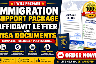 prepare immigration support package affidavit letter and visa documents