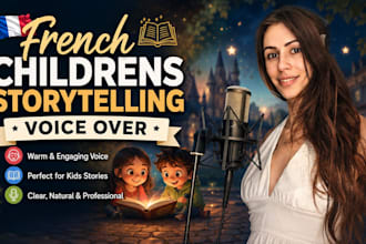 narrate french childrens stories with cute character voices