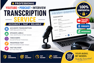 transcribe youtube videos, podcasts, and interviews