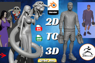 convert 2d image or drawing into 3d model stl for toys, products and 3d printing