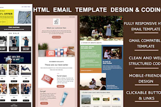 design responsive HTML email template, newsletter, mailchimp email