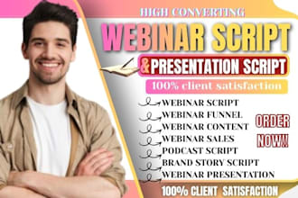 write a high converting webinar script sales webinar and presentation