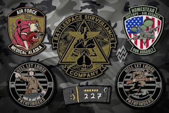 design do stunning military patch, logo and badge