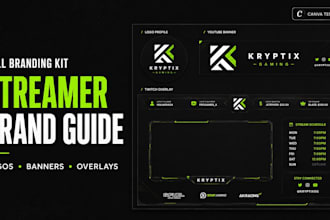 design twitch overlay youtube brand style guide canva logo social media kit