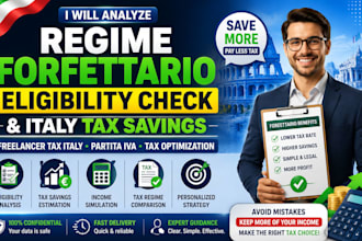 analyze regime forfettario eligibility and  italy tax savings, vat guide