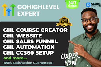 course creator 360 gohighlevel online course kajabi website cc360 ghl automation