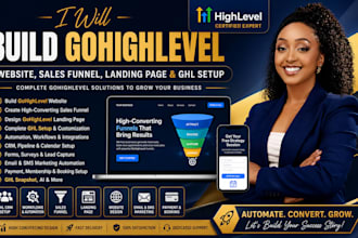 build gohighlevel website, sales funnel, landing page and ghl setup