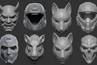 sculpt 3d anime mask oni kitsume cosplay helmet mandalorian model for printing
