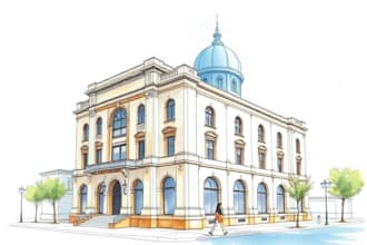 sketch architecture building with watercolor rendering