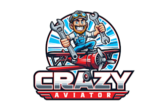 design fun cartoonist aviation mechanic logo