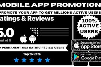 mobile app marketing, 500 ios rating review, app download install, app store