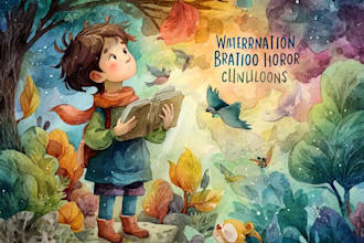 do children watercolor, children book watercolor