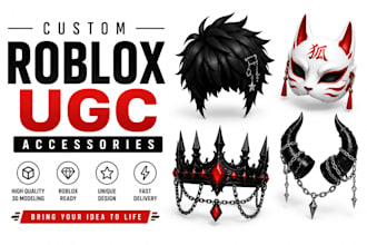 create custom roblox ugc hair, masks, crowns and head accessories