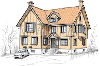 sketch houses and buildings