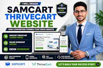 build samcart, thrivecart funnels, workshops, ebooks, membership, course systems