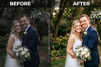 do wedding retouching, editing and lightroom color correction